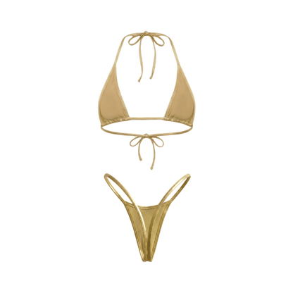 Quick Release G-String Bikini Set - Gold - GrlFriday Shop