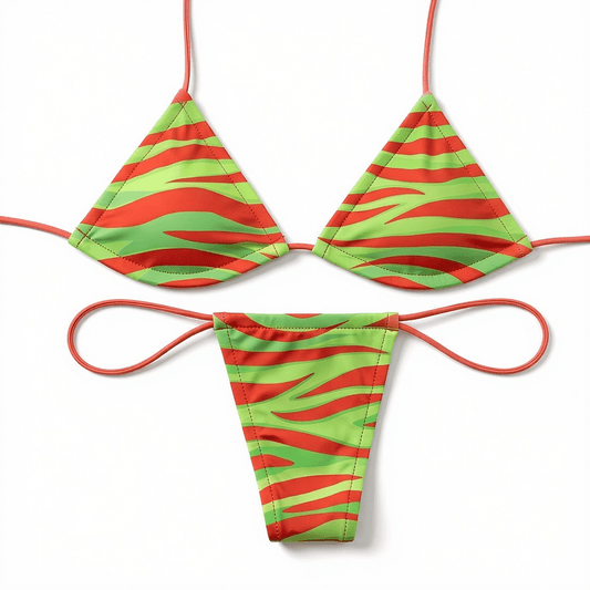 Red + Acid Green Zebra Print Microkini - GrlFriday Shop