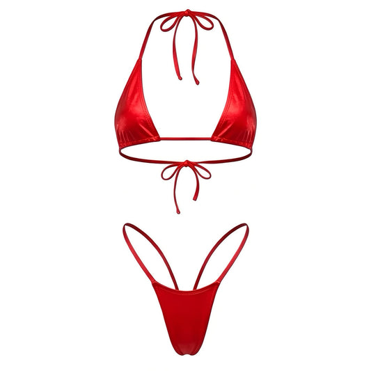 Red G String Thong Mini Tri - Kini Set - GrlFriday Shop