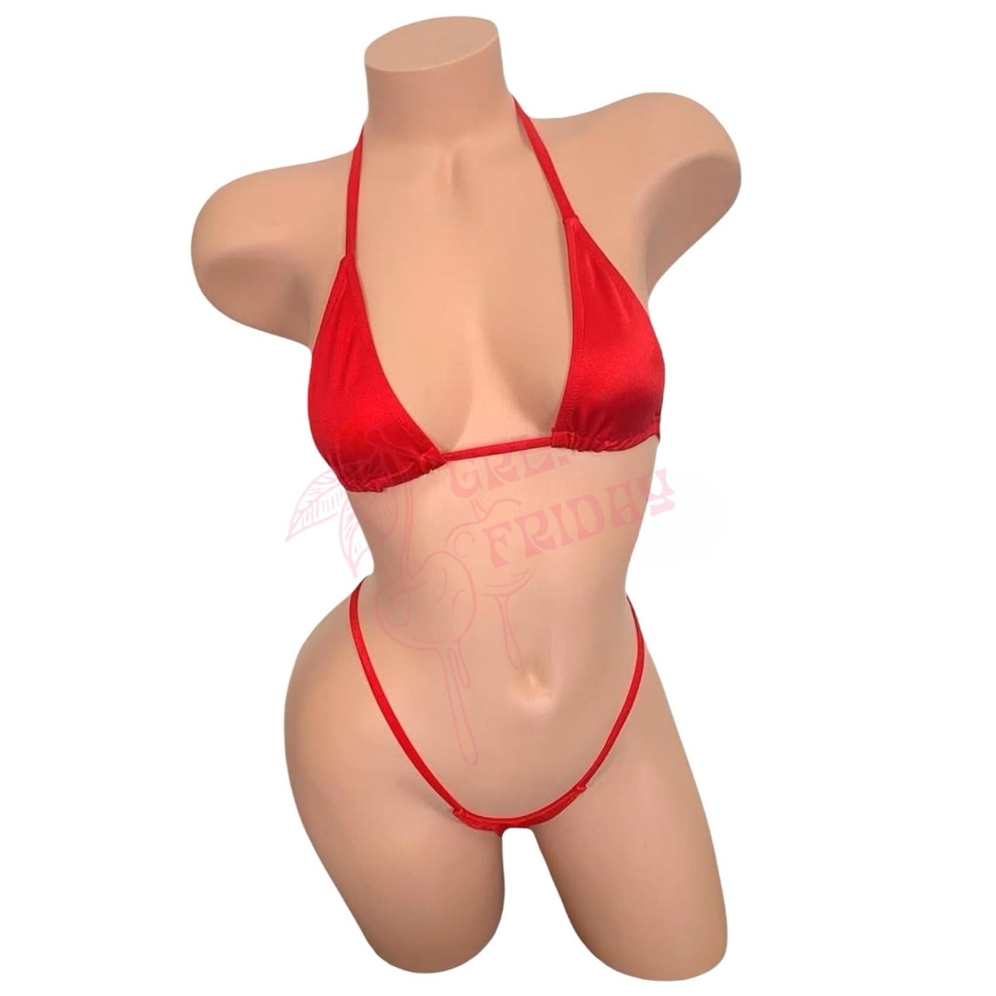Red G String Thong Mini Tri - Kini Set - GrlFriday Shop