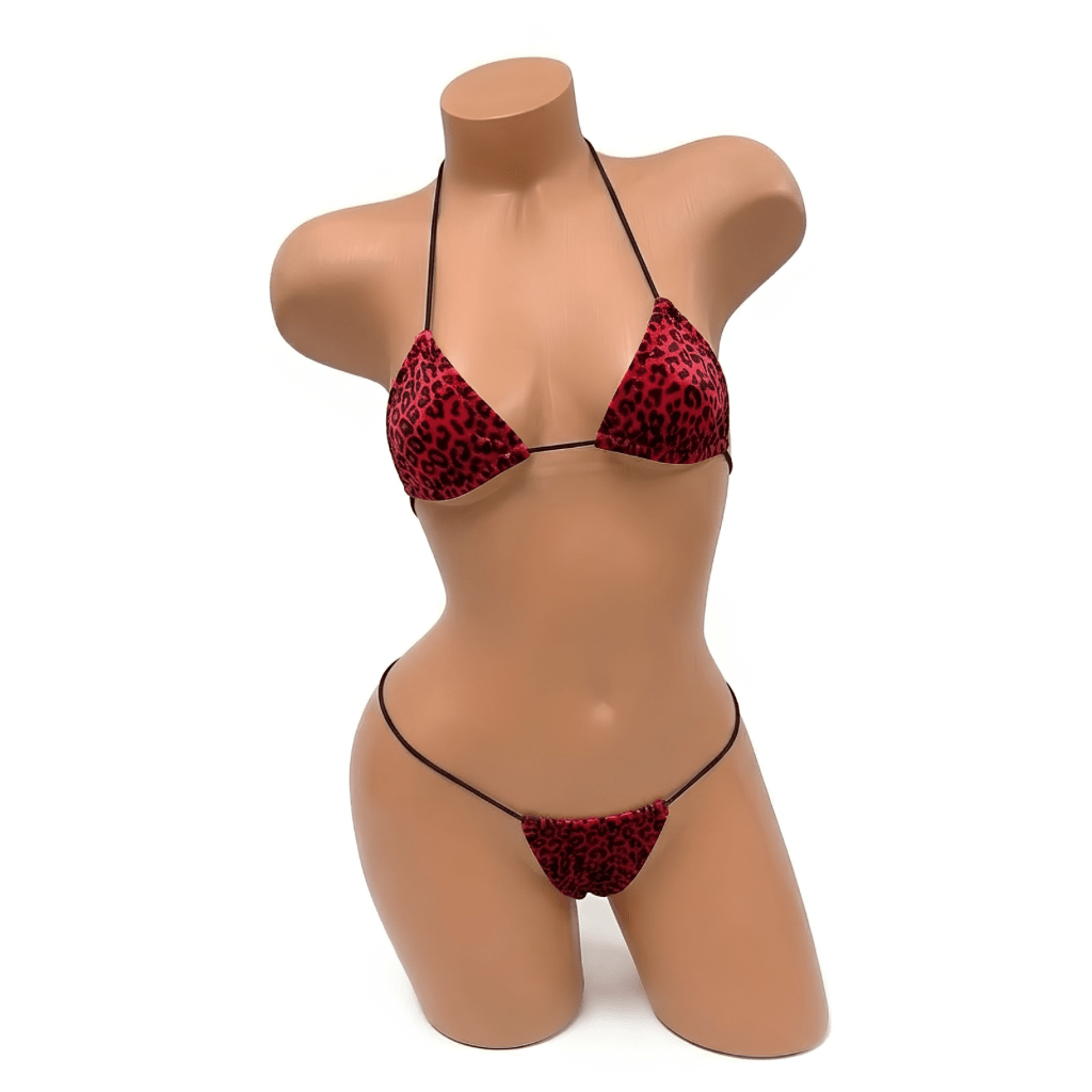 Red Leopard Print Velvet Microkini Set - GrlFriday Shop