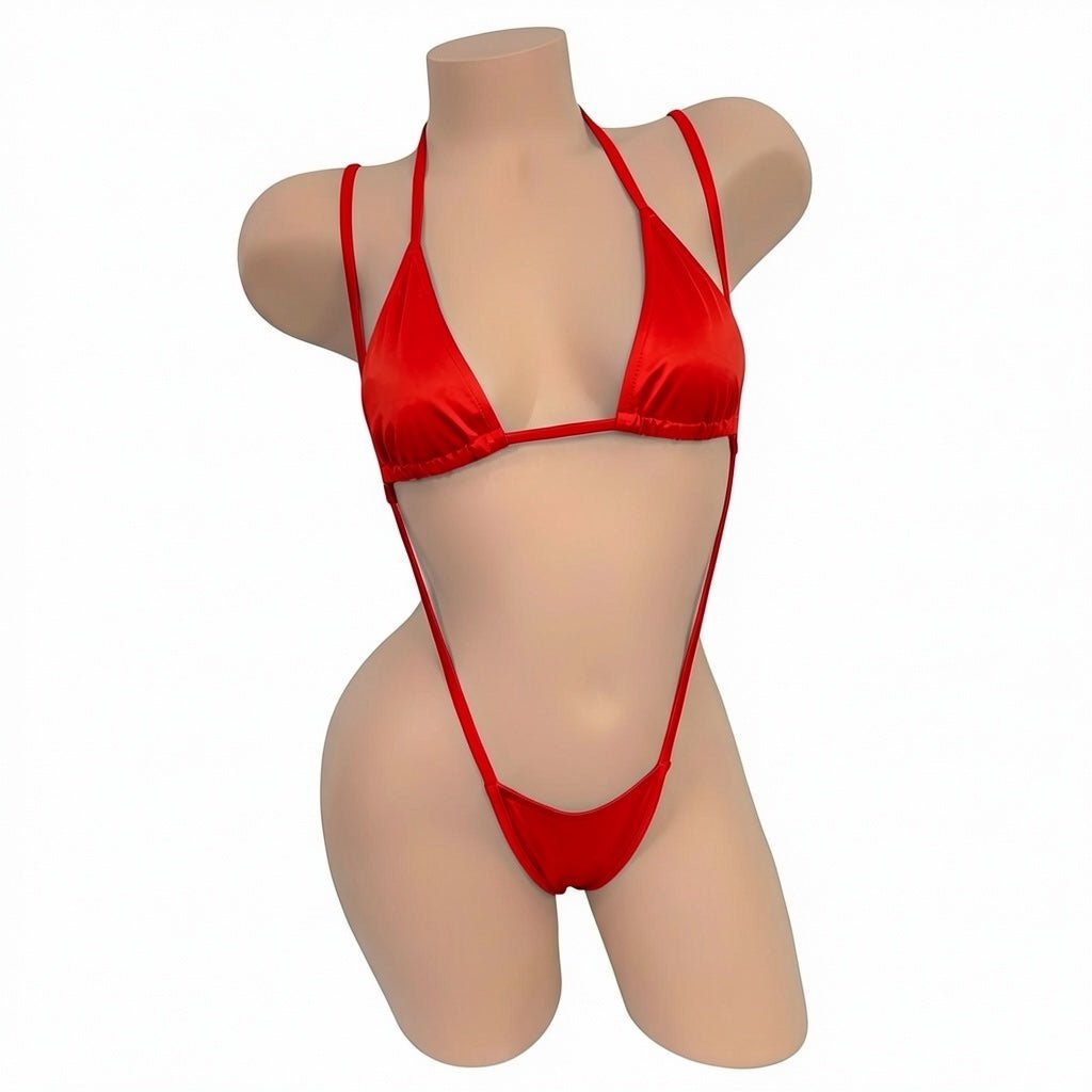 Red Tri - Kini Slingshot Thong Set - Microkini - GrlFriday Shop