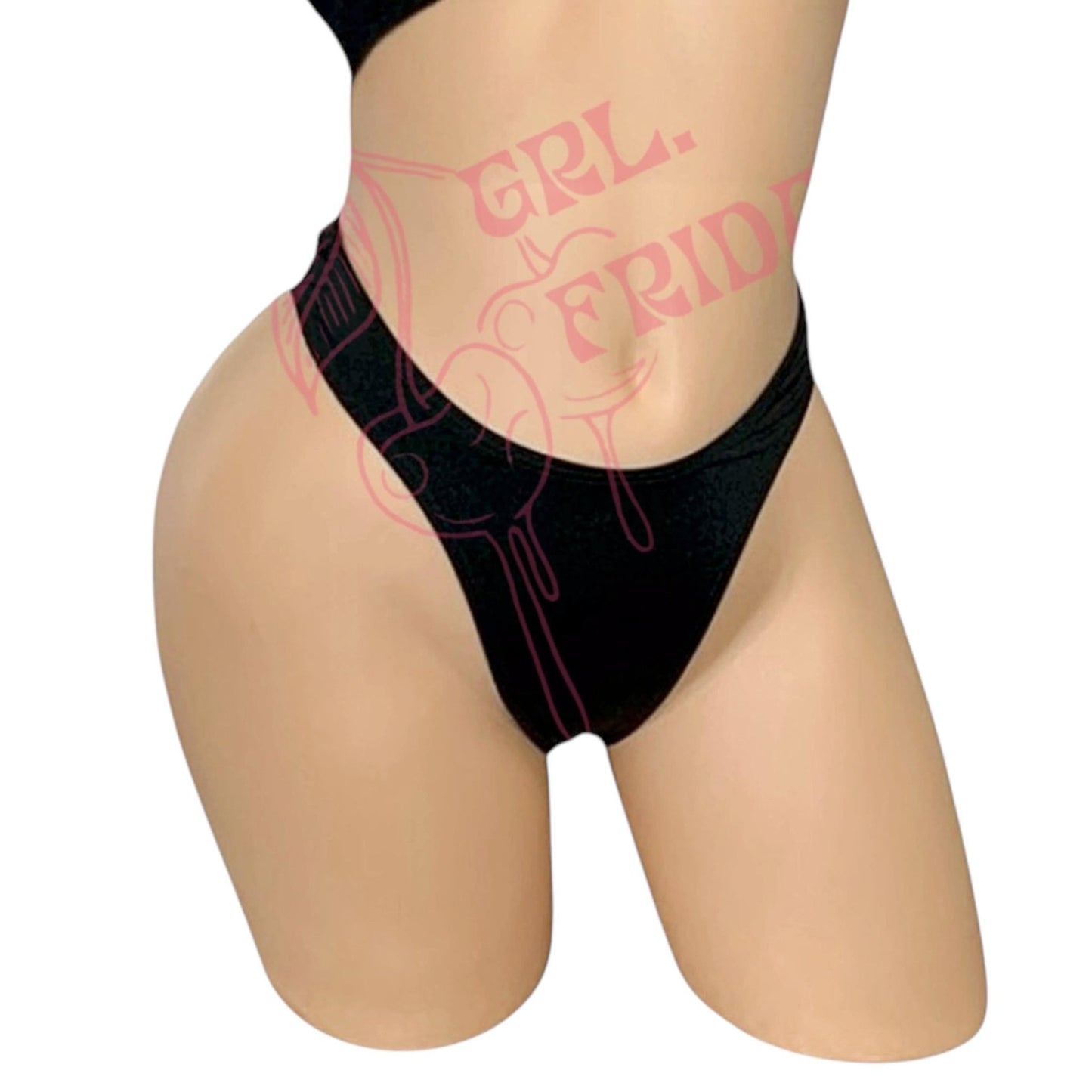 Retro High Thigh Cut Thong - Black - GrlFriday Shop