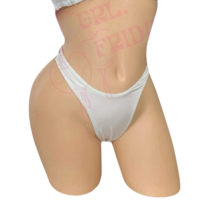 Retro High Thigh Cut Thong - White - GrlFriday Shop
