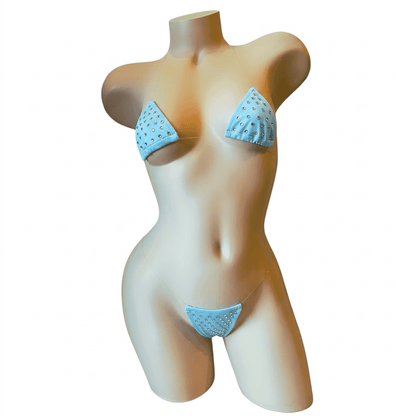 Rhinestoned Bling Microkini Set - Baby Blue - GrlFriday Shop
