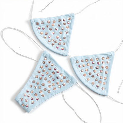 Rhinestoned Bling Microkini Set - Baby Blue - GrlFriday Shop