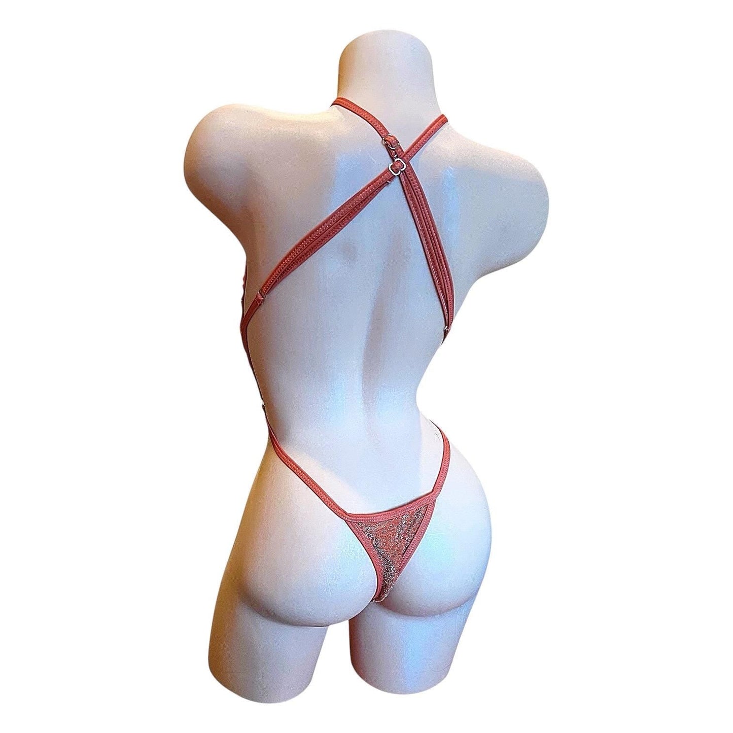 Rust Orange Metallic Glitter Slingshot Bikini - EXOTIC DANCEWEAR - GrlFriday Shop