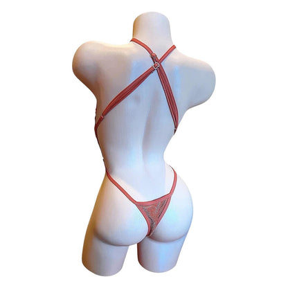 Rust Orange Metallic Glitter Slingshot Bikini - EXOTIC DANCEWEAR - GrlFriday Shop