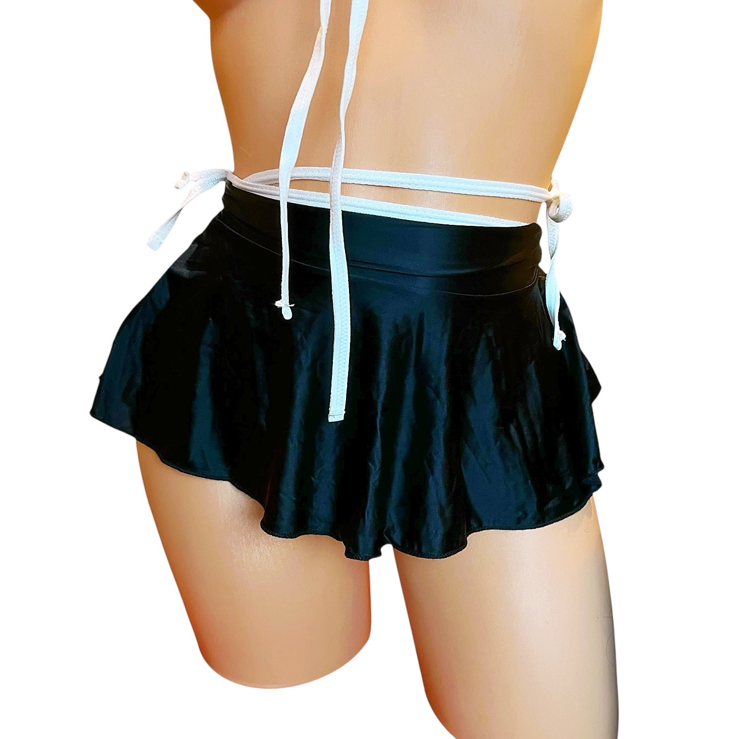 Shiny Satin Spandex Extreme Micro Mini Ruffle Circle Skirt - GrlFriday Shop