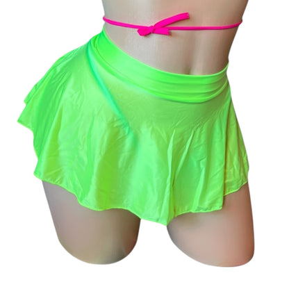 Shiny Satin Spandex Extreme Micro Mini Ruffle Circle Skirt - GrlFriday Shop