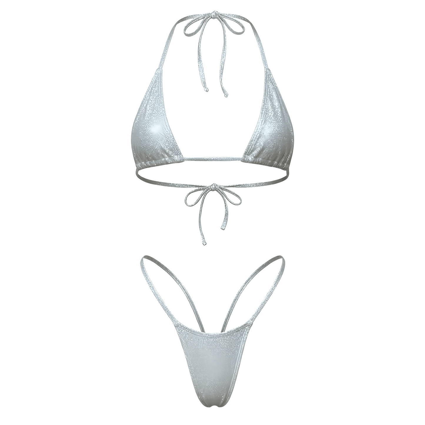 Silver Holo G String Thong Mini Tri - Kini Set - GrlFriday Shop