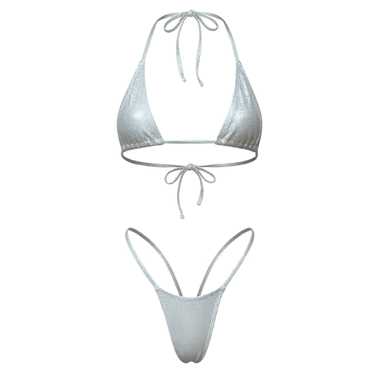 Silver Holo G String Thong Mini Tri - Kini Set - GrlFriday Shop