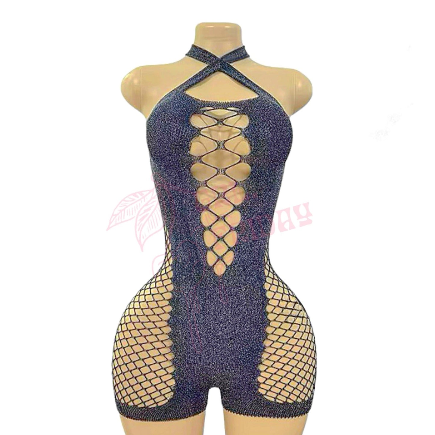 Silver Metallic Mesh Shorts Bodystocking Romper - GrlFriday Shop