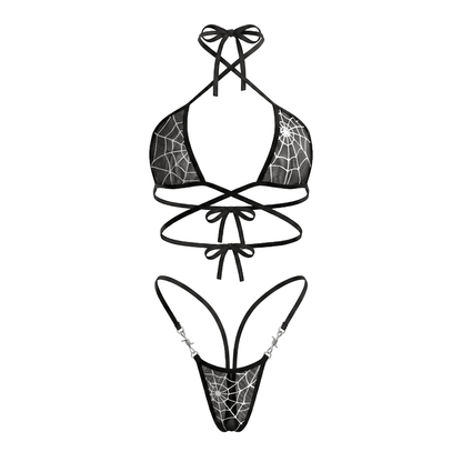 Spider Web Square Top Microkini with Barbed Wire Connectors - GrlFriday Shop