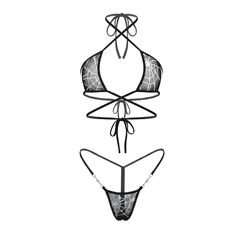 Spider Web Square Top Microkini with Barbed Wire Connectors - GrlFriday Shop