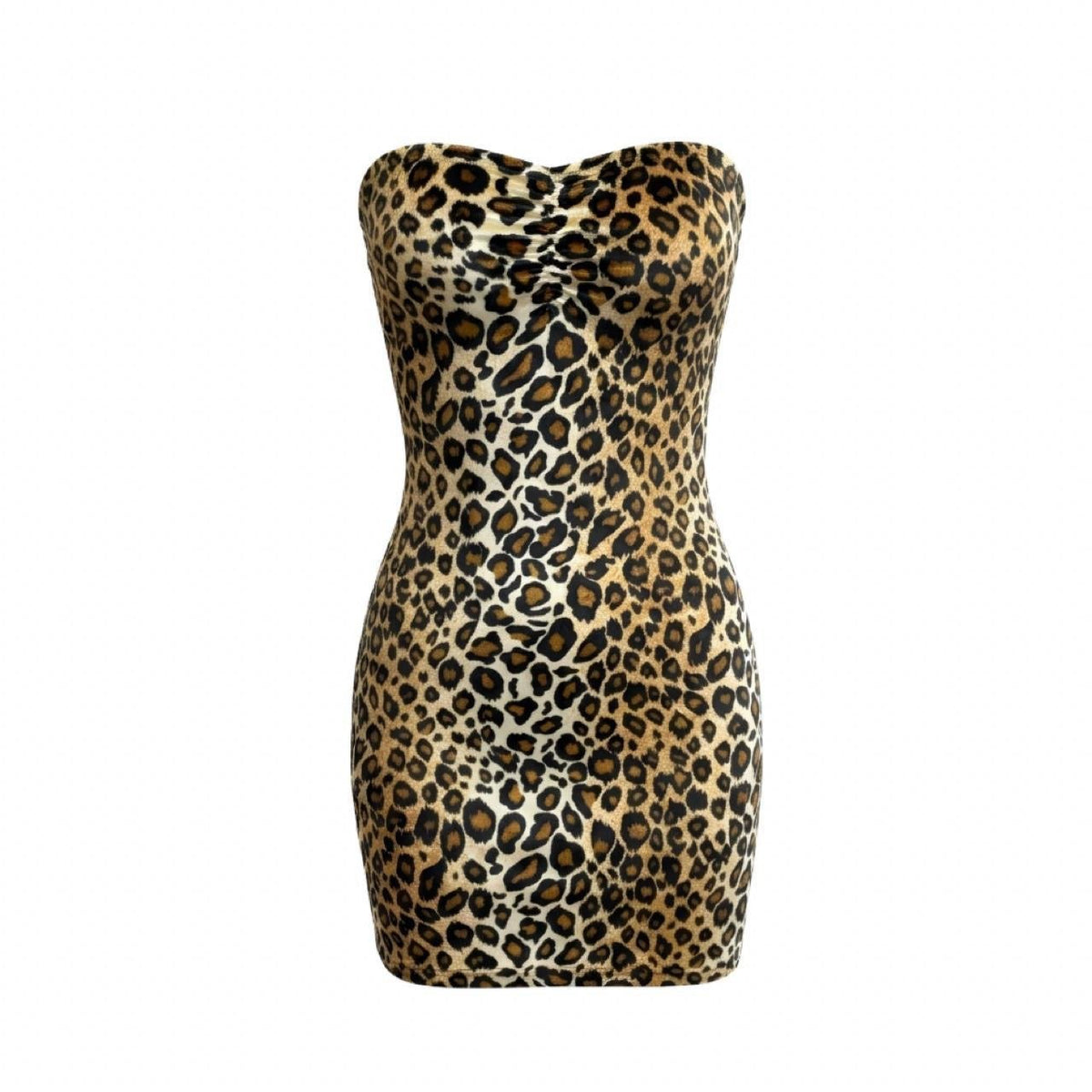 Strapless Mini Stripper Dress - Leopard - GrlFriday Shop