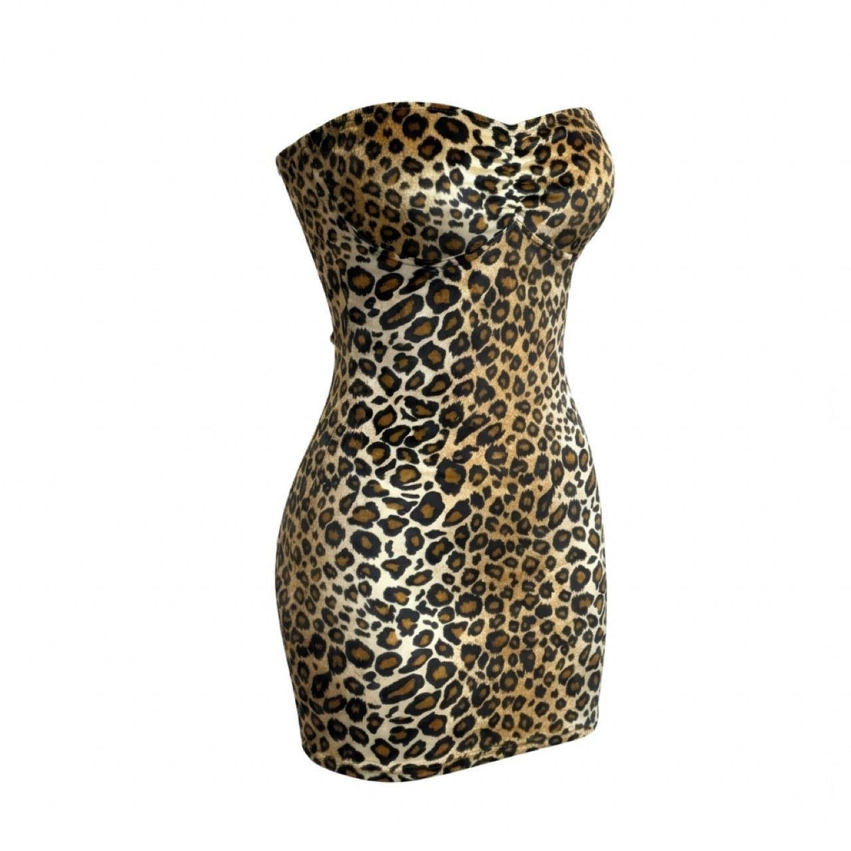 Strapless Mini Stripper Dress - Leopard - GrlFriday Shop