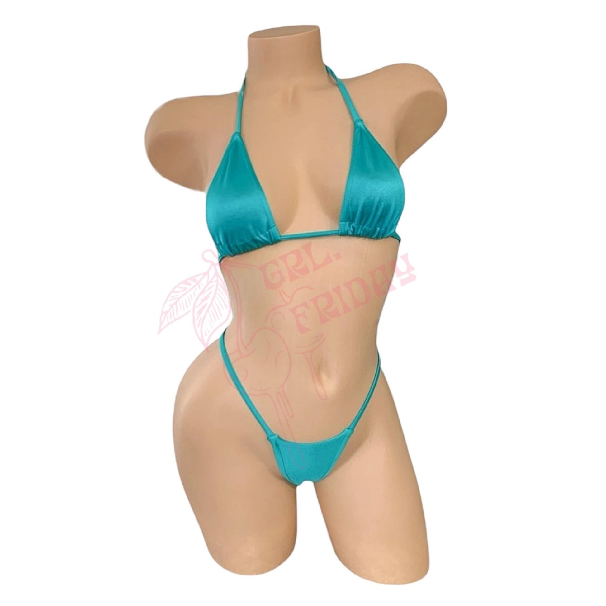 Teal G String Thong Mini Tri - Kini Set - GrlFriday Shop