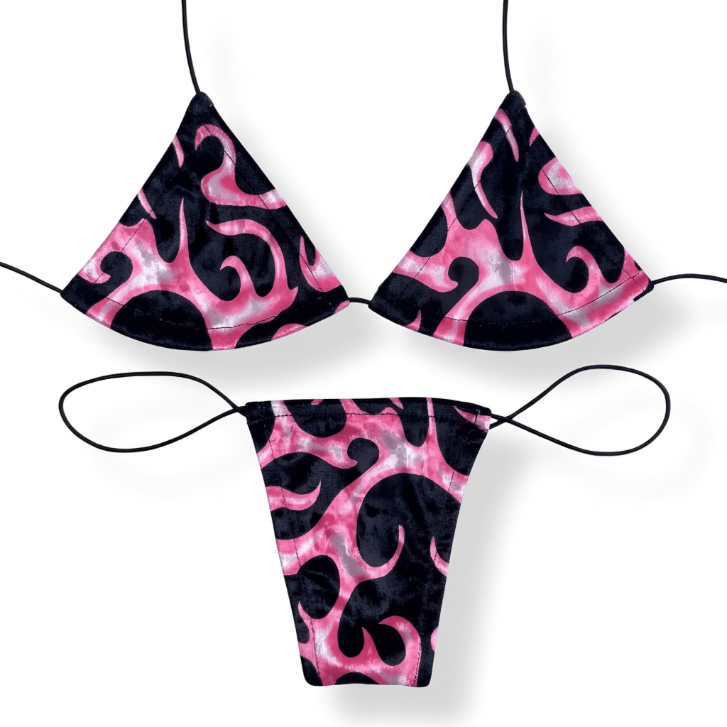 Velvet Pink Flame Microkini Set - GrlFriday Shop