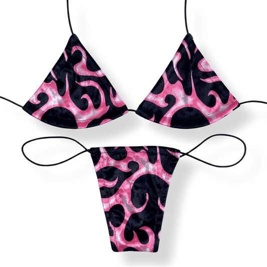 Velvet Pink Flame Microkini Set - GrlFriday Shop