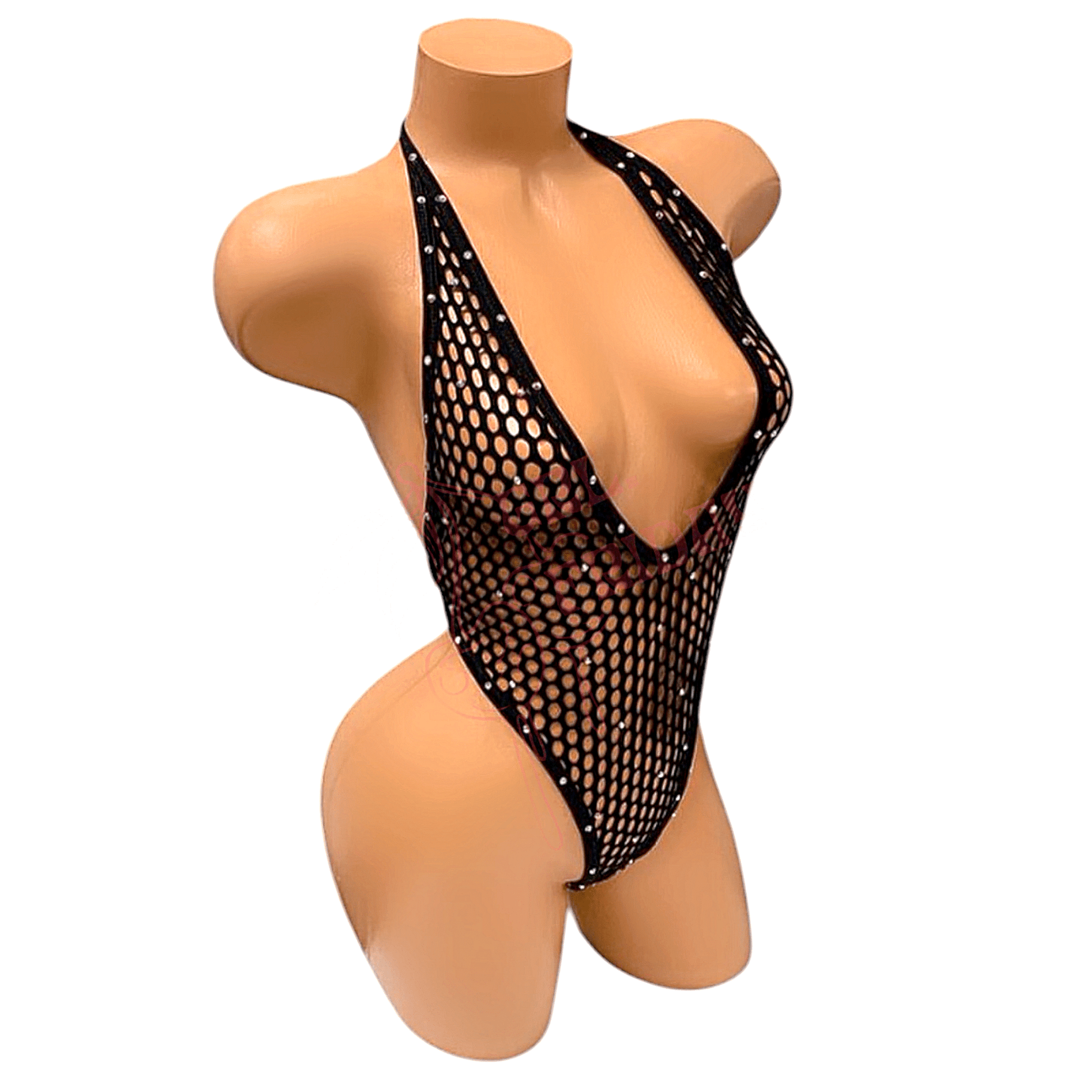 Vintage Deep Cut Thong Romper - Black Fishnet Mesh - GrlFriday Shop