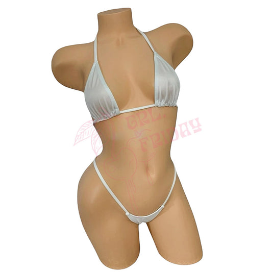 White G String Thong Mini Tri - Kini Set - GrlFriday Shop